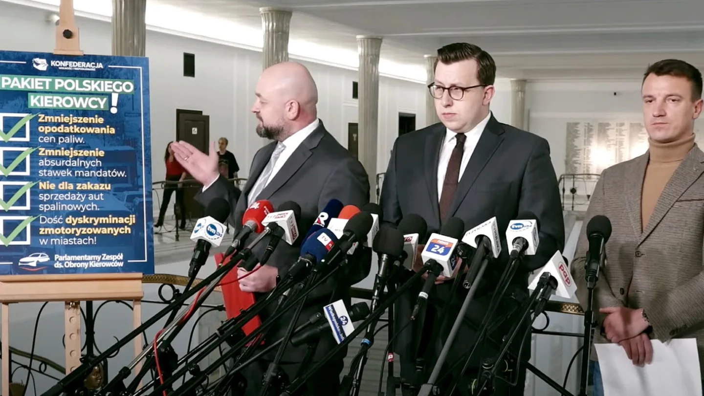 Konferencja prasowa o Pakiecie Polskiego Kierowcy w Sejmie, listopad 2023