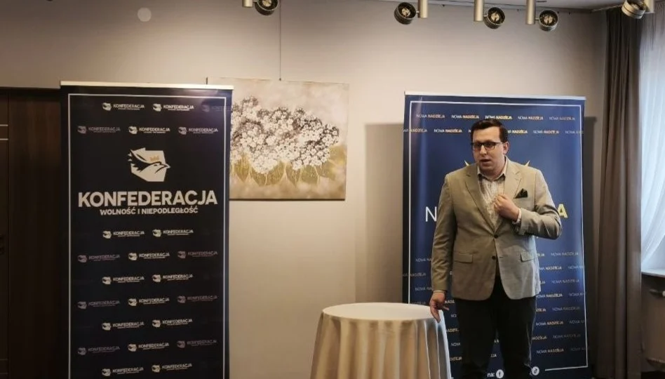 Tomasz Grabarczyk podczas spotkania otwartego w Lipsku, 13 maja 2026