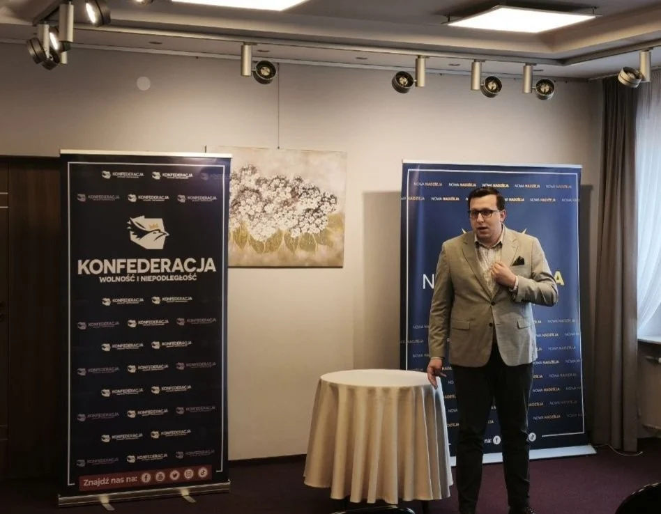 Tomasz Grabarczyk podczas spotkania otwartego w Lipsku, 13 maja 2026