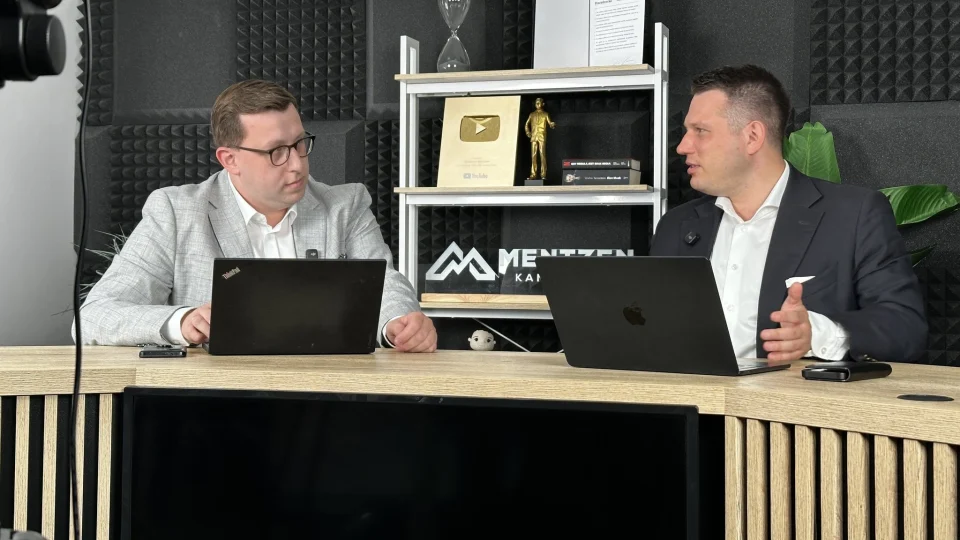 Tomasz Grabarczyk i Sławomir Mentzen podczas nagrania programu, lipiec 2025